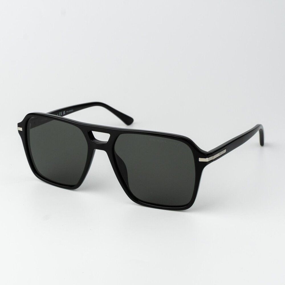 Prada Women Sunglasses Black Green Polarized Pilot PR20YS 1AB03R NEW AUTHENTIC